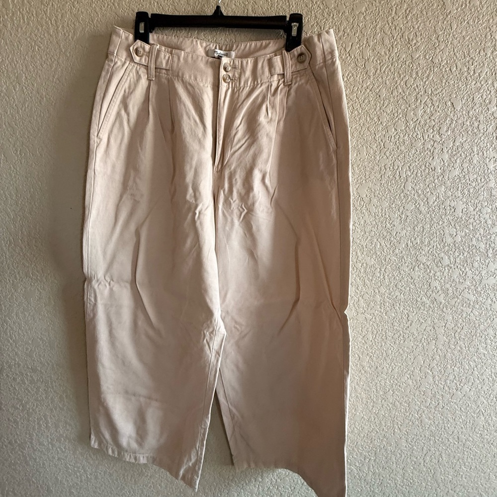 Madewell Cream High-Rise Wide Leg Trousers